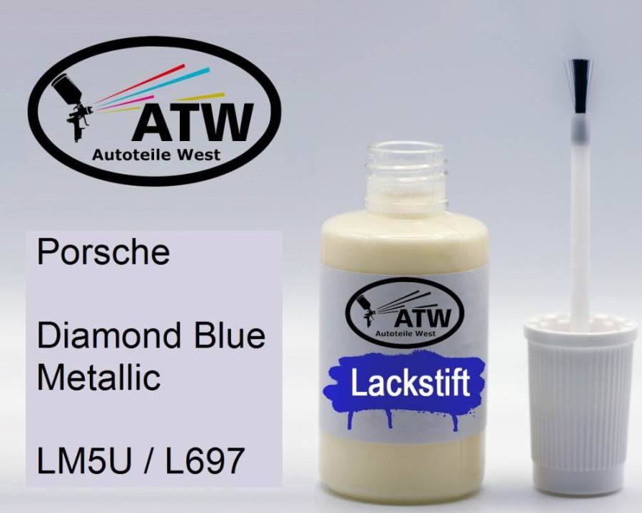 Porsche, Diamond Blue Metallic, LM5U / L697: 20ml Lackstift, von ATW Autoteile West.